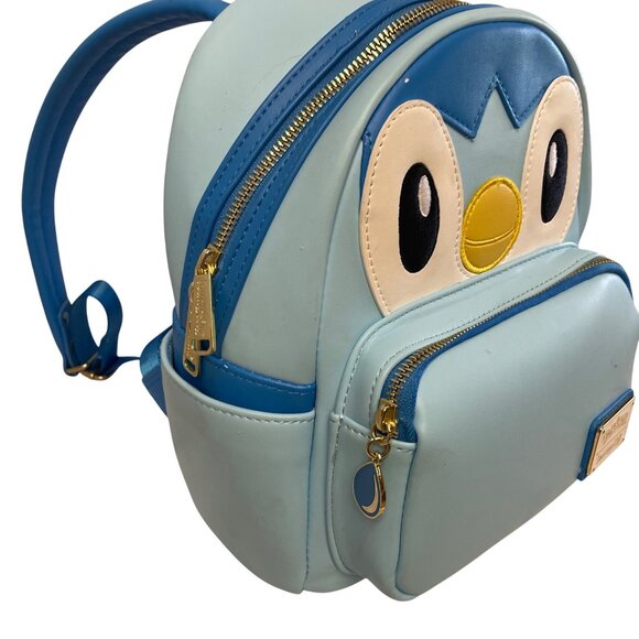 Pokemon Loungefly Piplup Mini Backpack Blue & White Faux Leather Read 4.5 x 9 x - Picture 10 of 16